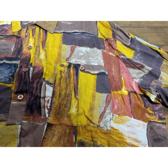 Alan Stuart Shirt Mens Multicolor Abstract Art Pullover Short Sleeve Banded XL - Picture 8 of 12